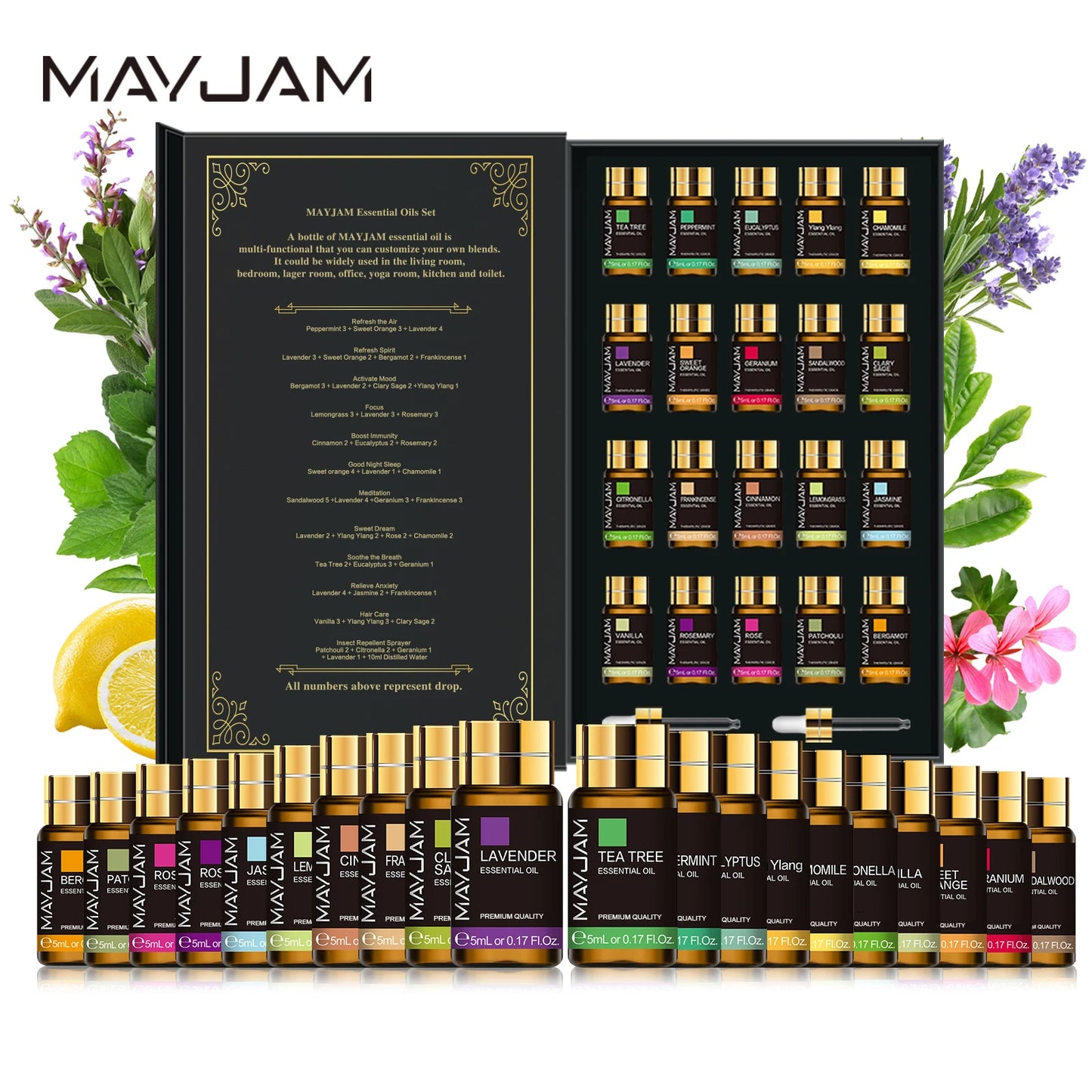 MAYJAM Pure Essential Oil Gift Box For Diffuser 20 Bottles