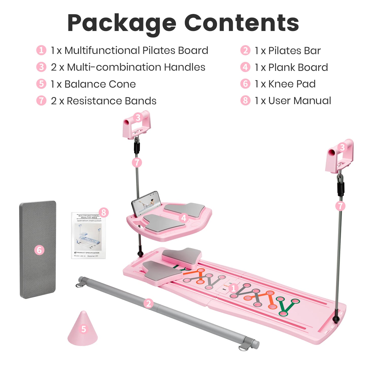 7-in-1 Portable Pilates Board Exercise Foldable Push Up Fitness Equipment Workout