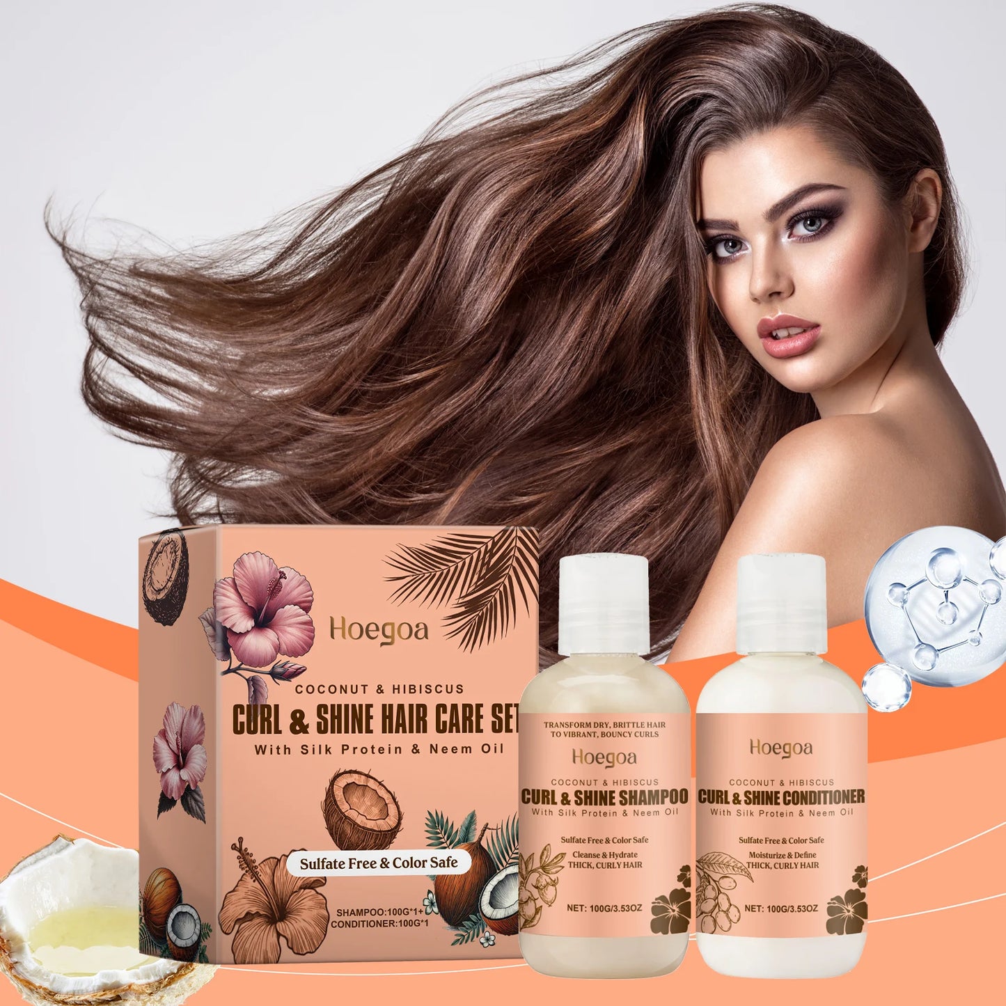HOEGOA Coconut Hair Care Set Hydrating Shampoo Conditioner