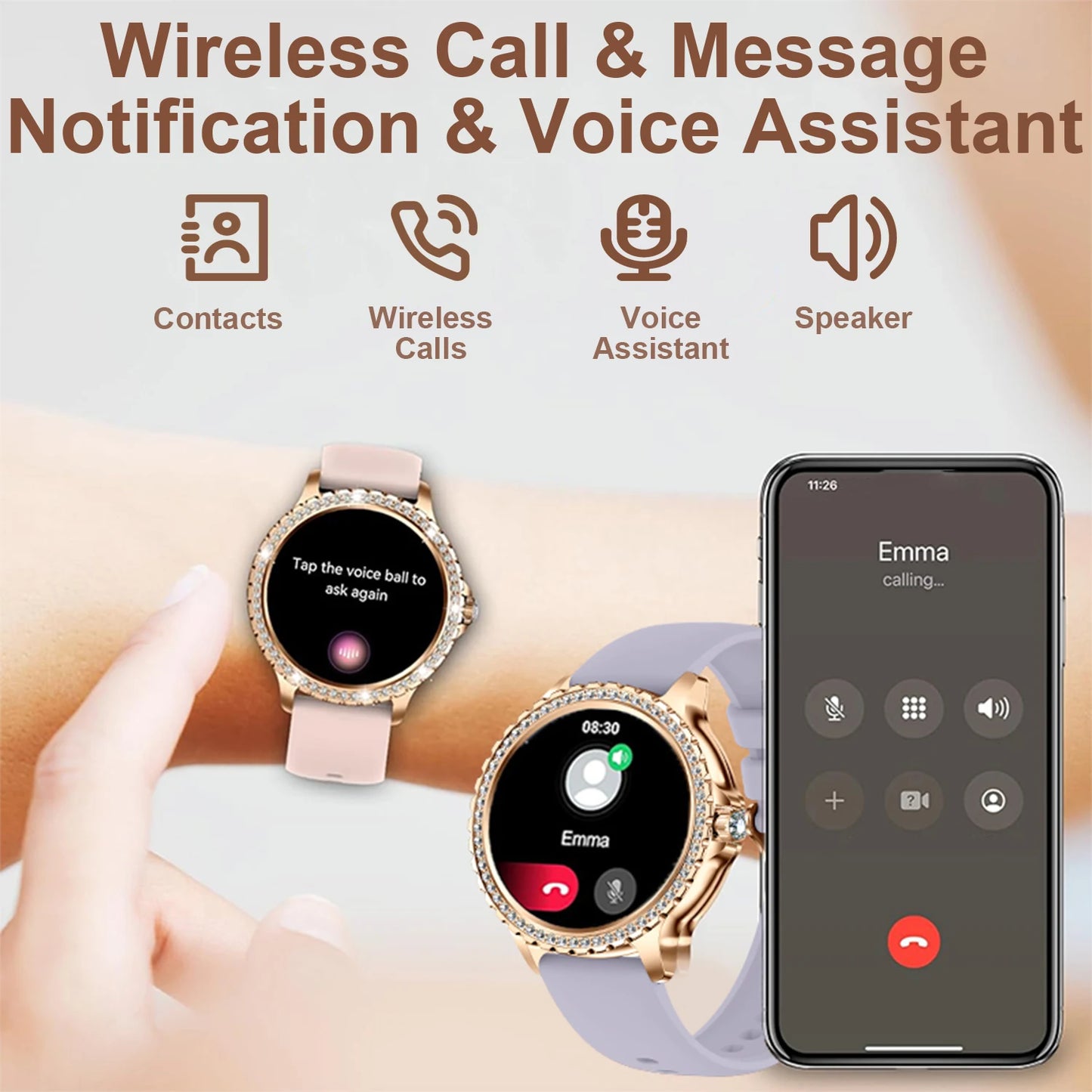 INNOFOVO Smartwatch For Women Touchscreen Fitness Tracker Wireless Calls Music