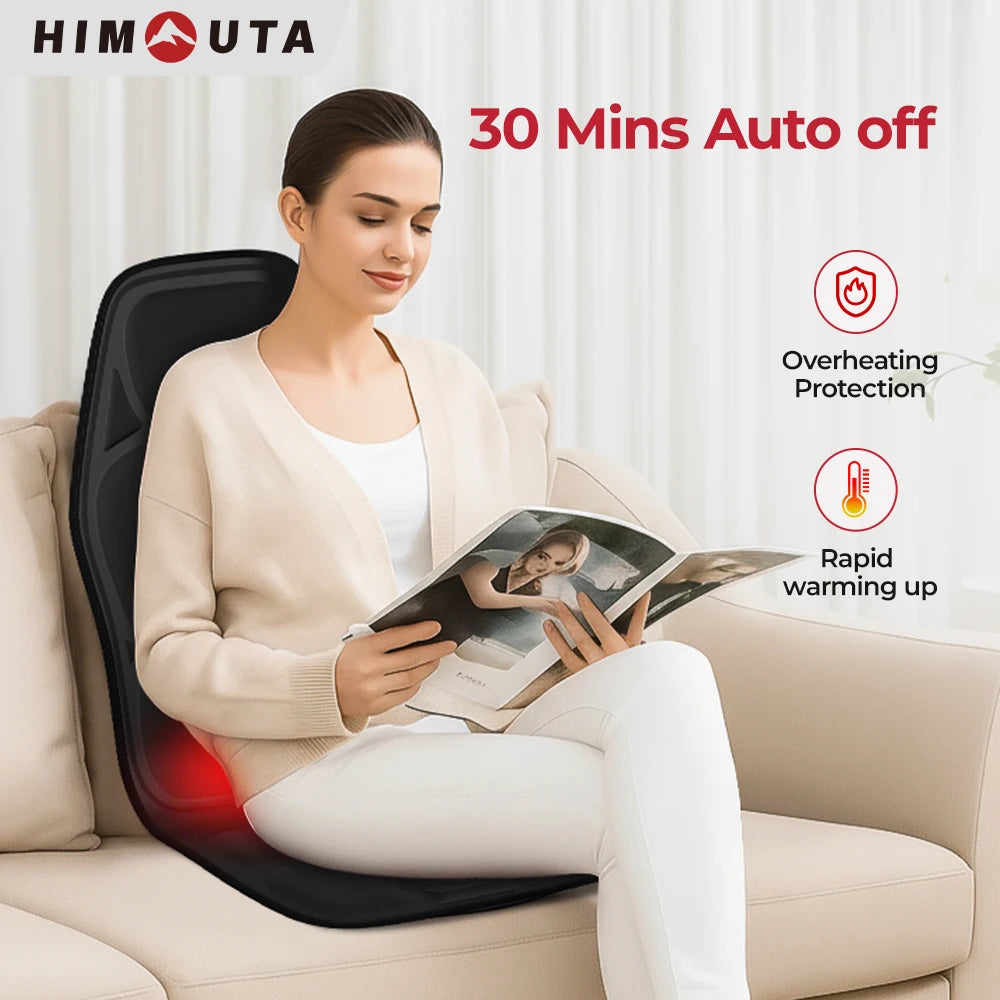 HIMOUTA Electric Full Body Massage Chair Cushion Heated Vibrator