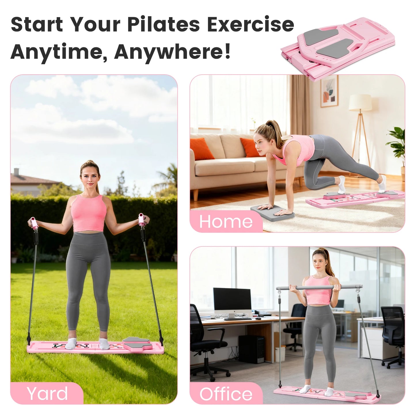 7-in-1 Portable Pilates Board Exercise Foldable Push Up Fitness Equipment Workout