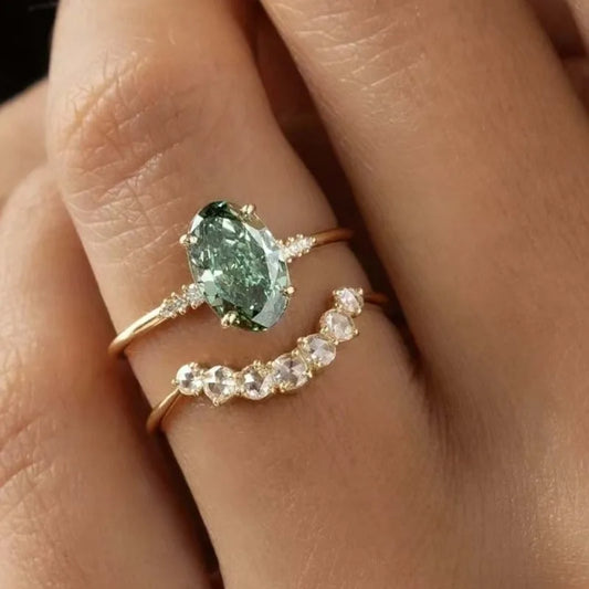 S925 Silver Moissanite Ring With 18K Gold Plating Exquisite Jewelry