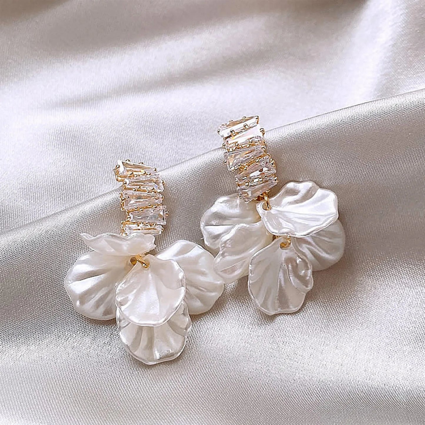 Flower Earrings for Women Glass Rose Drop Earrings
