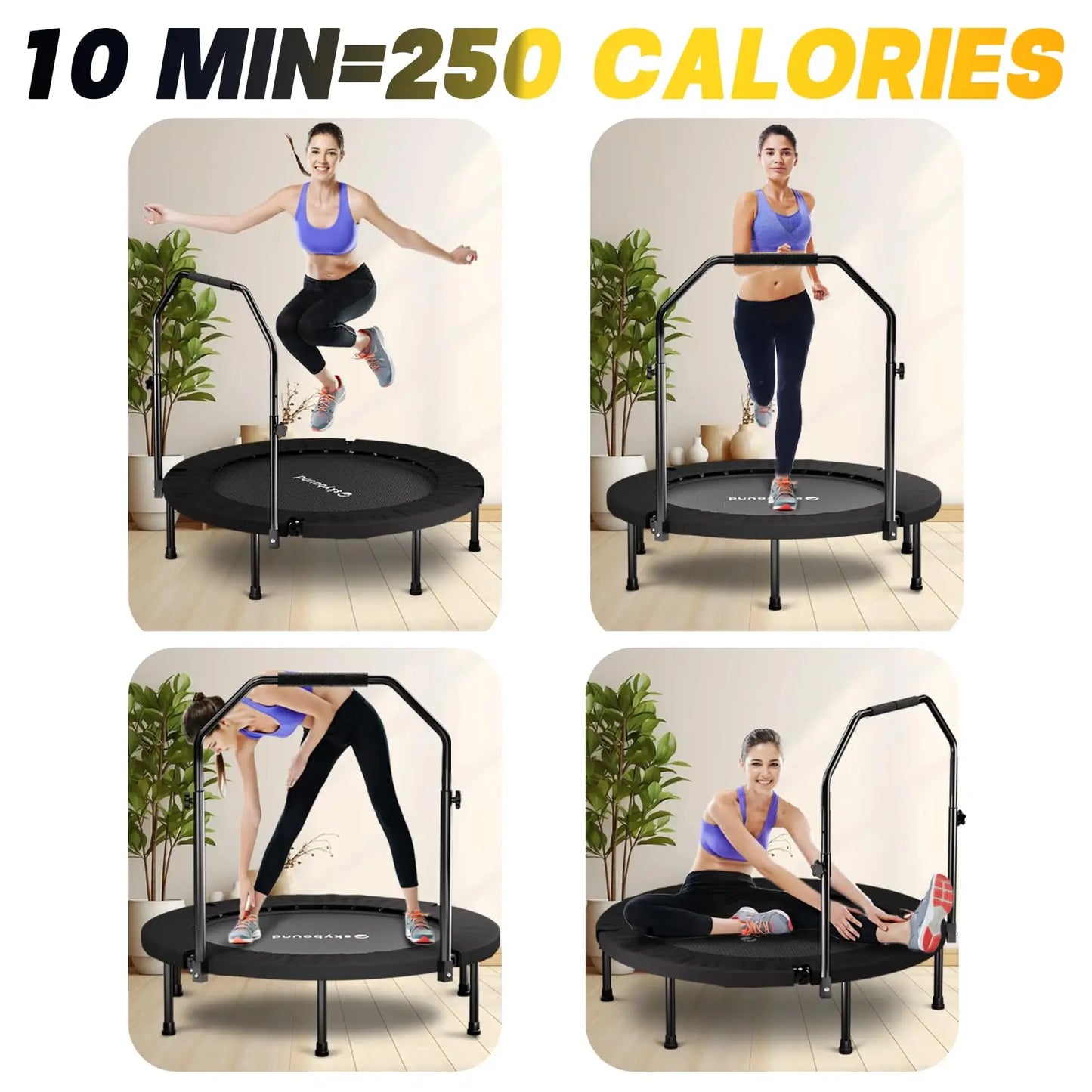 Foldable Rebounder Trampoline for Adults Home Gym Use