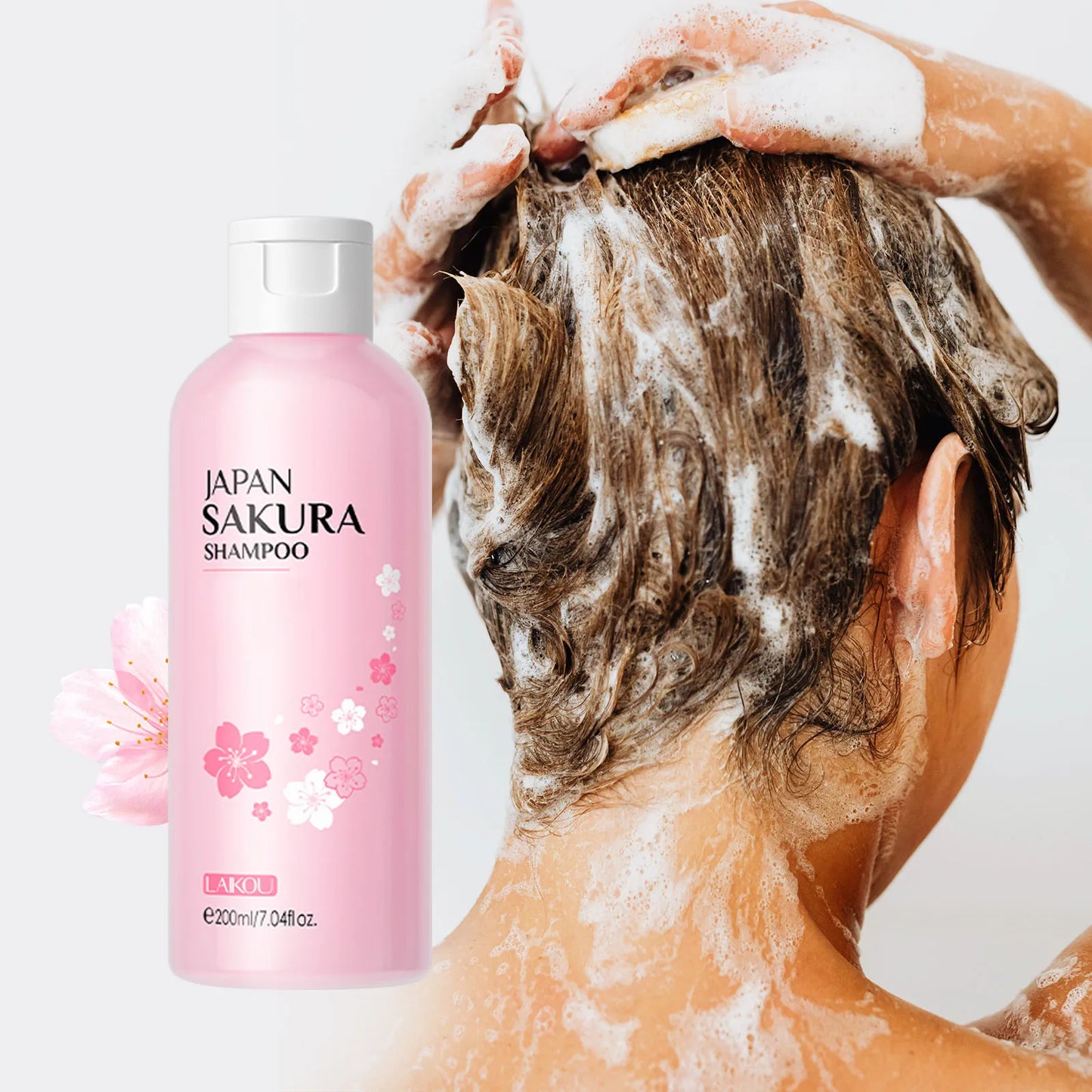 LAIKOU Japan Sakura Body Wash and Shampoo Set for Hair
