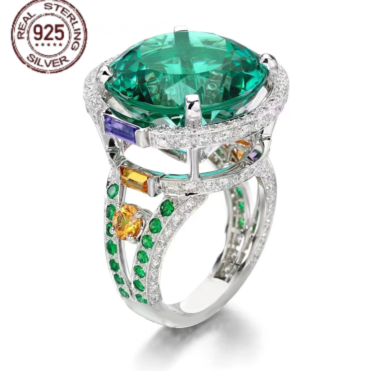 WPOOCC Zircon Round Cut Ring Vintage Style for Women