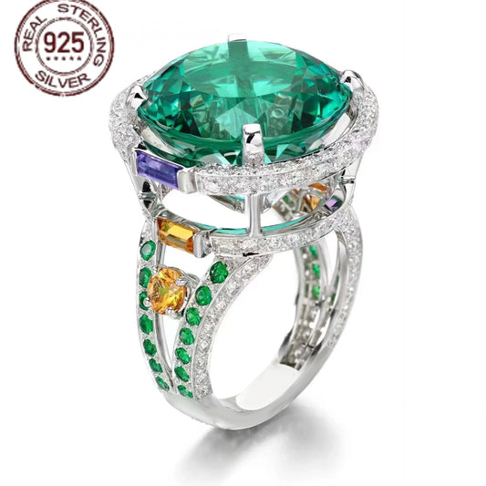 WPOOCC Zircon Round Cut Ring Vintage Style for Women