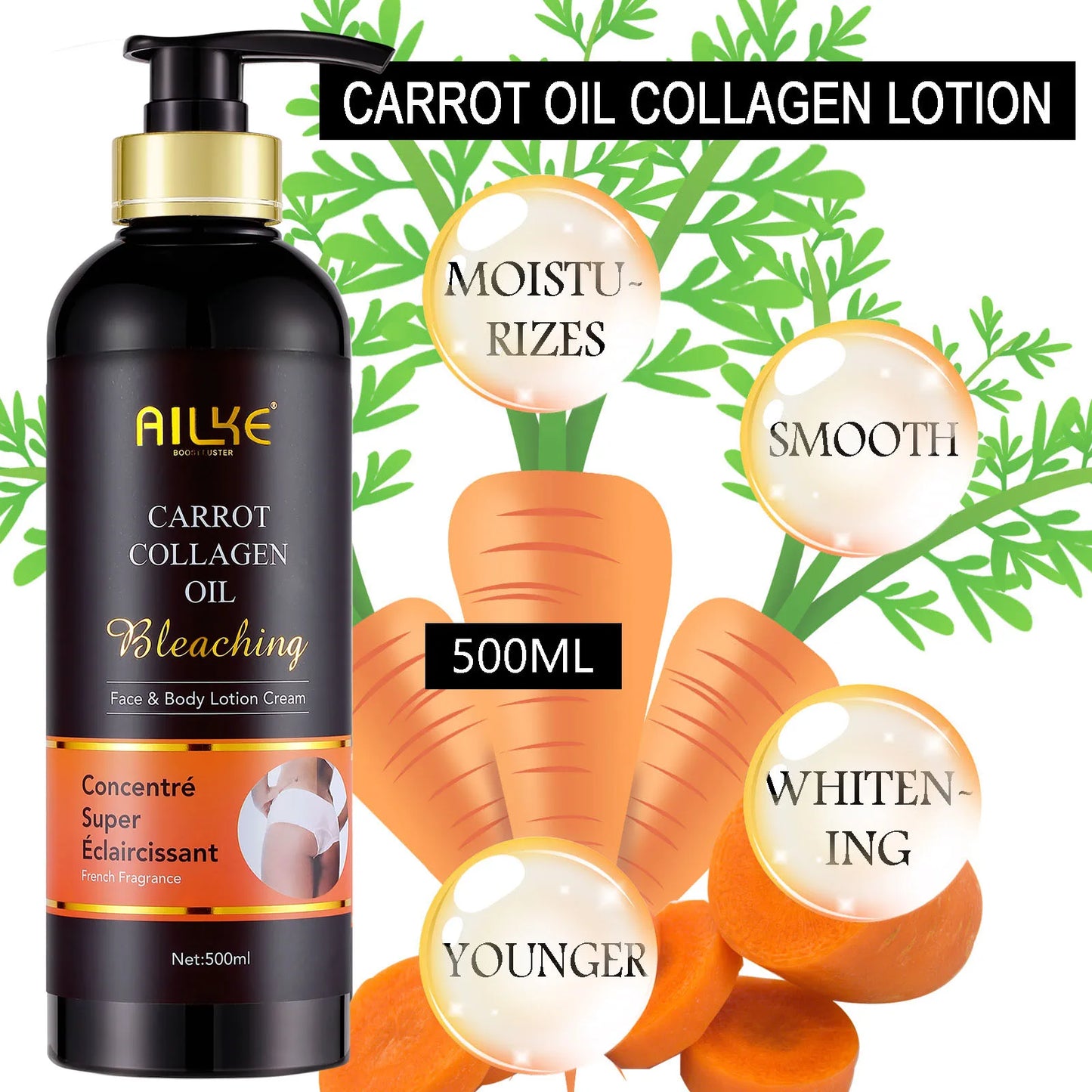AILKE Whitening Skin Care Kit With Collagen, Natural Carotene, Moisturize, Reduce Dark Spots, Lightening, For All Skin Types