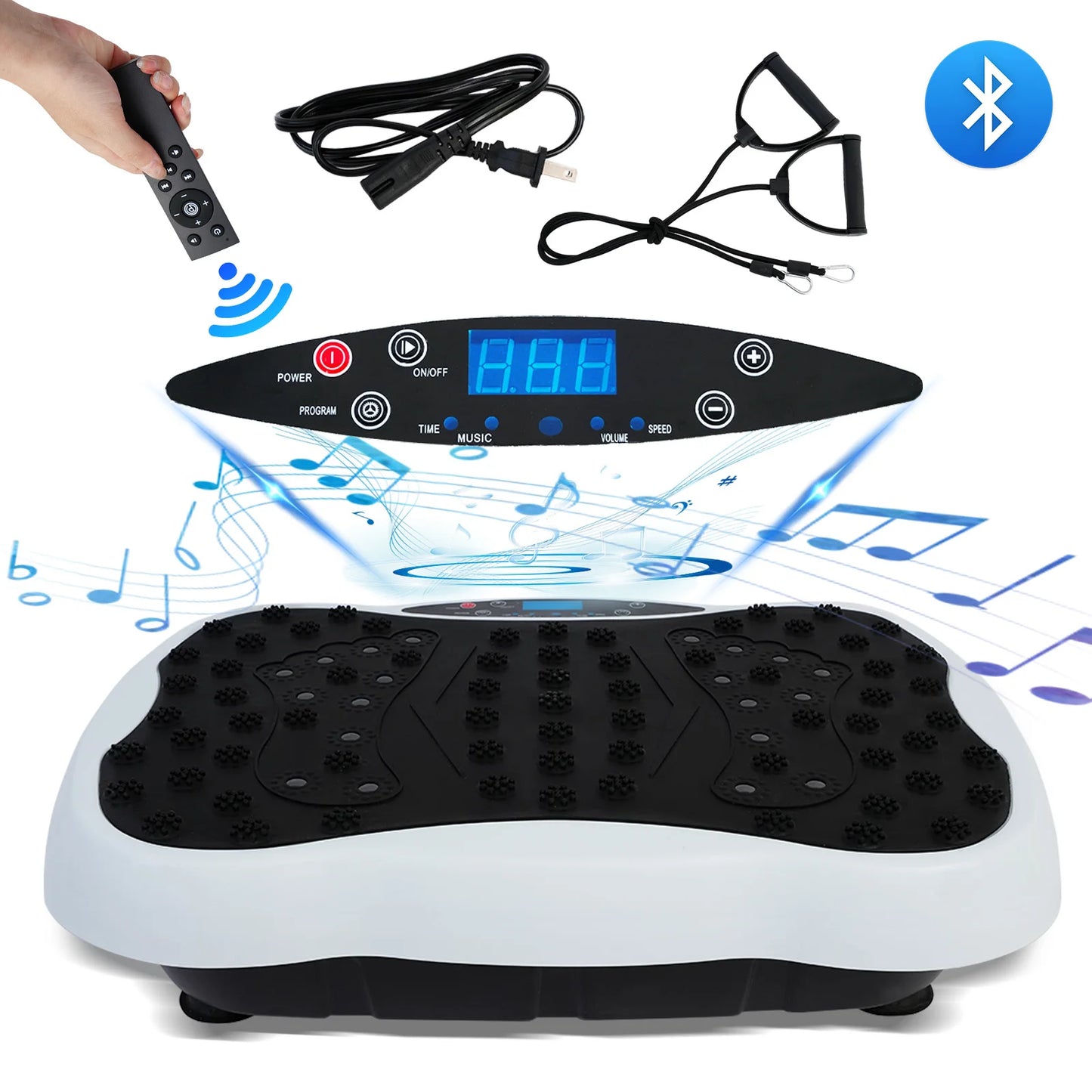 Full-Body Vibration Plate Exercise Machine 330lbs Weight Loss with Resistance Bands & Remote Control