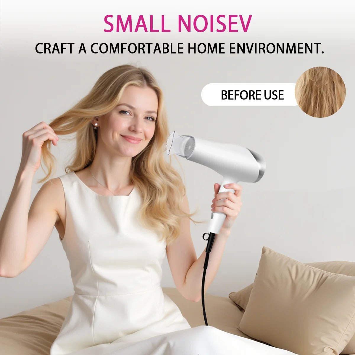 B BEICHEN Foldable Hair Dryer With Diffuser 2 Speeds