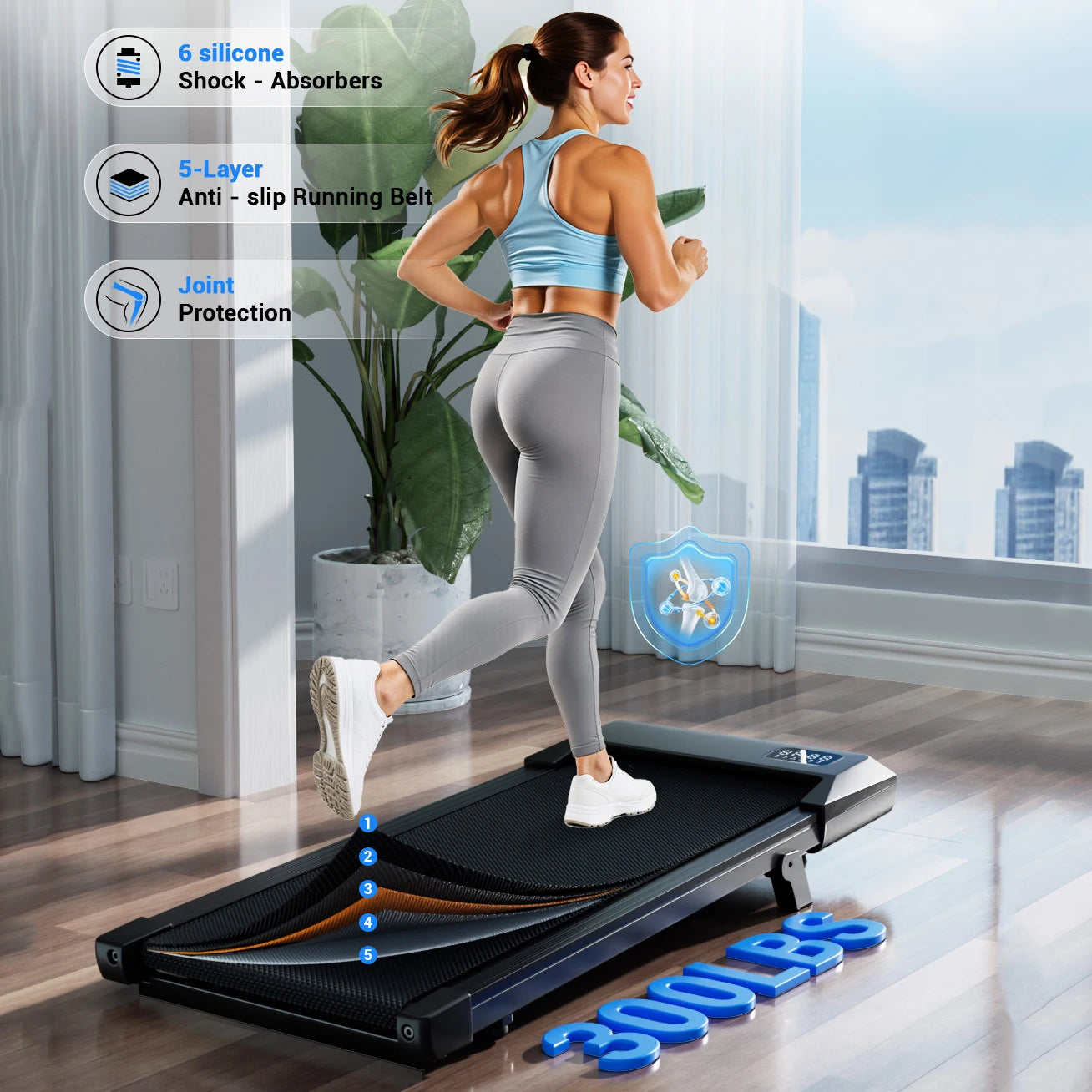 Superun Foldable Under Desk Walking Pad With Six Percent Slope