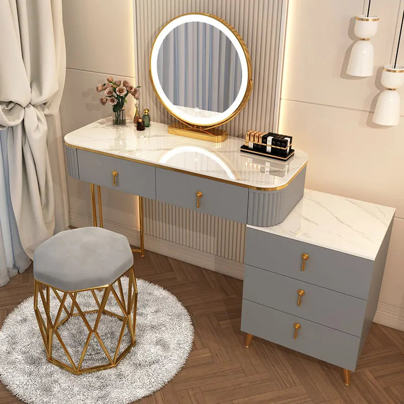 XMSJ French Beauty Vanity Table With LED Light Mirror