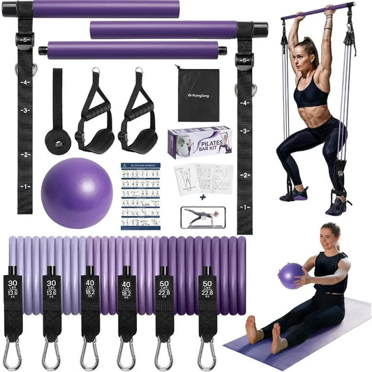 Upgraded Pilates Bar Kit With Resistance Bands For Home Gym