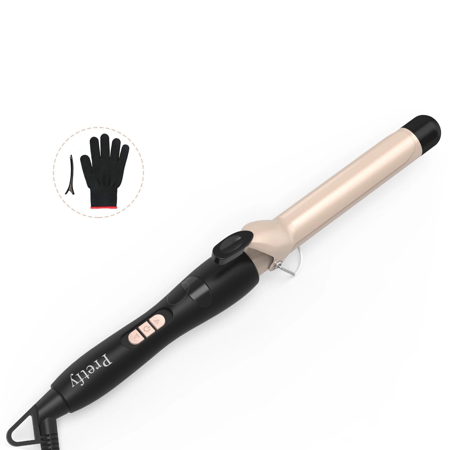 Pretfy Hair Curling Iron With Temperature Adjustable LCD Display