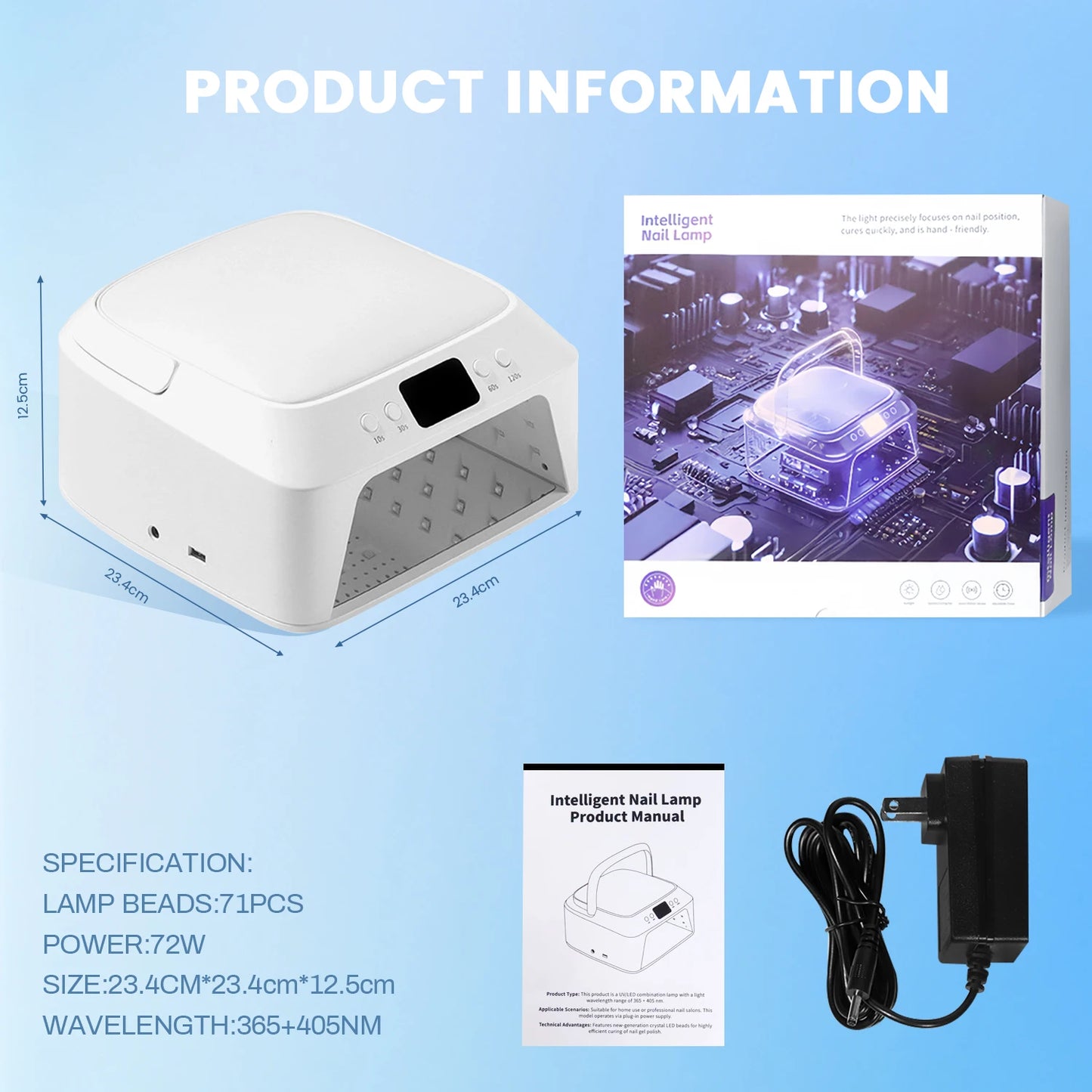 UV Nail Dryer Lamp Double LED Display Hand Pillow 72W