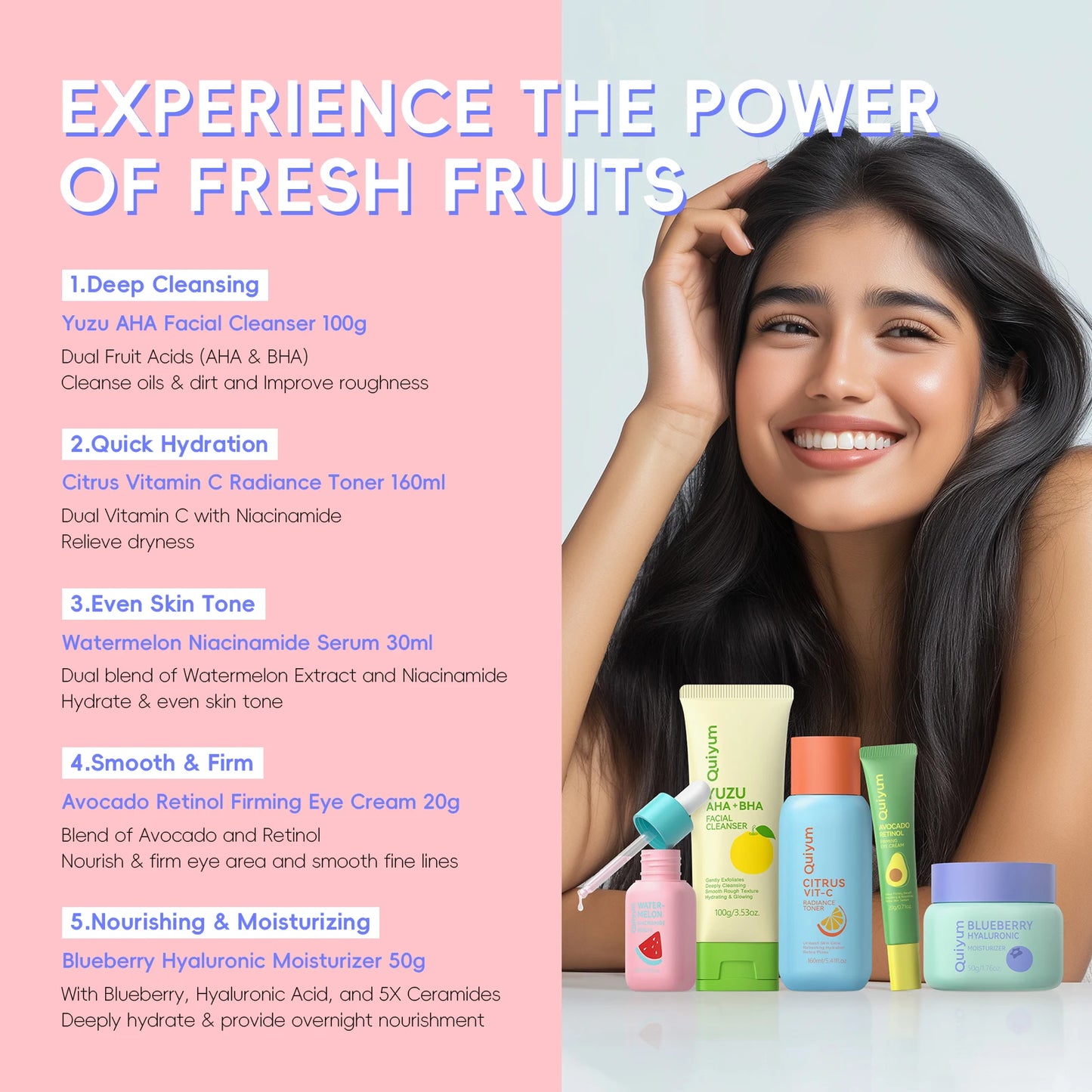 QUIYUM Fruit Fresh Collection Skincare Set Brightening Hydration