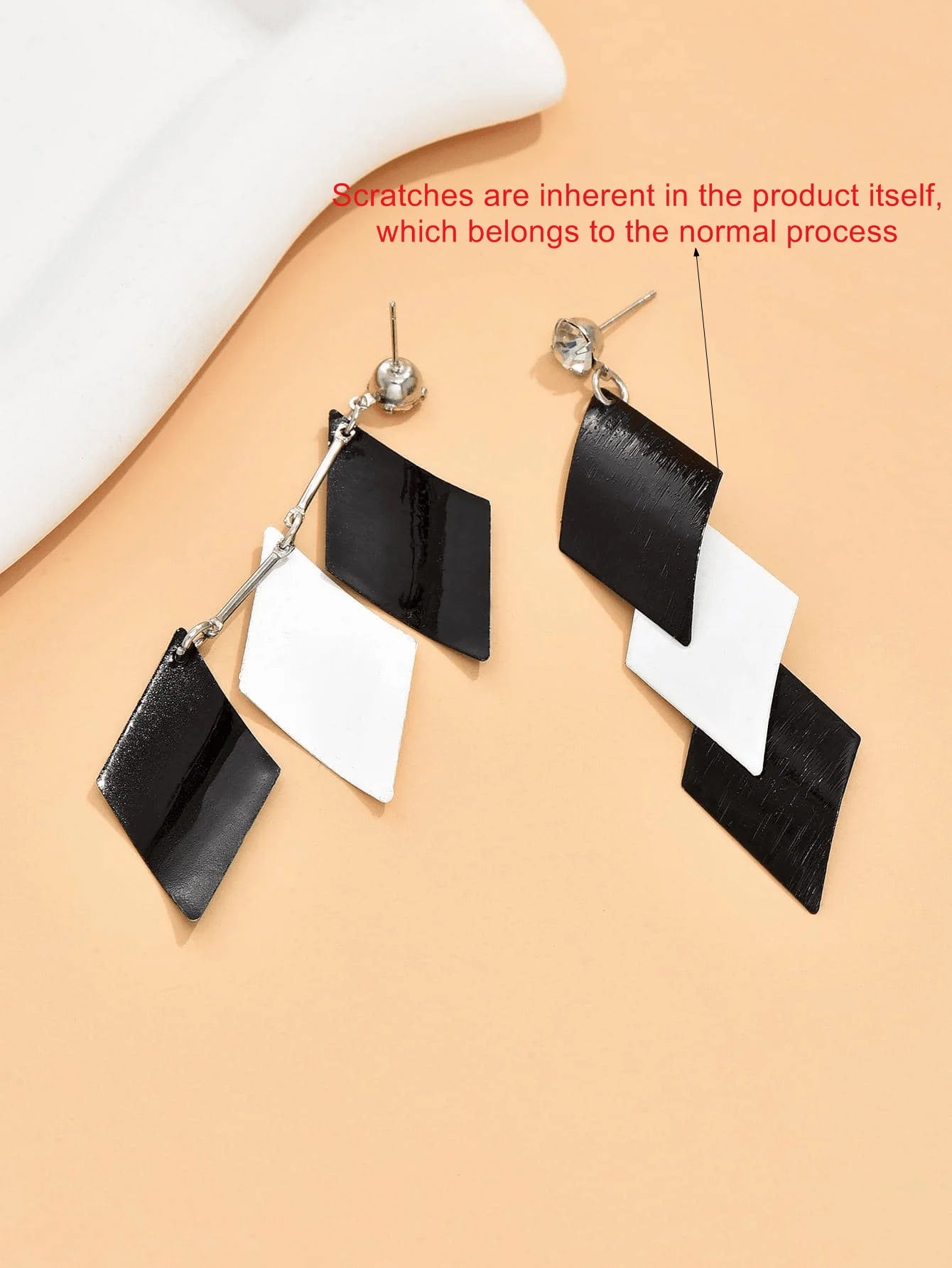 Geometric Diamond Drop Earrings With Crystal Studs And Acrylic Layers