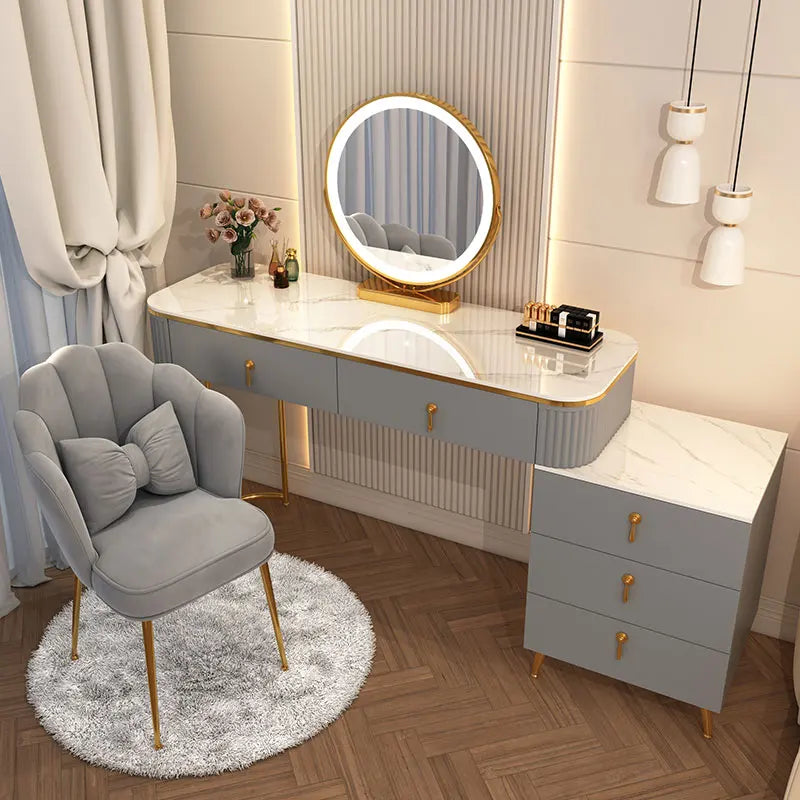 XMSJ French Beauty Vanity Table With LED Light Mirror