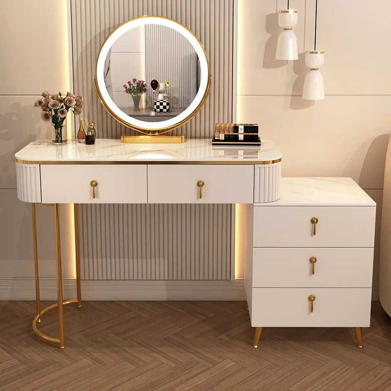 XMSJ French Beauty Vanity Table With LED Light Mirror