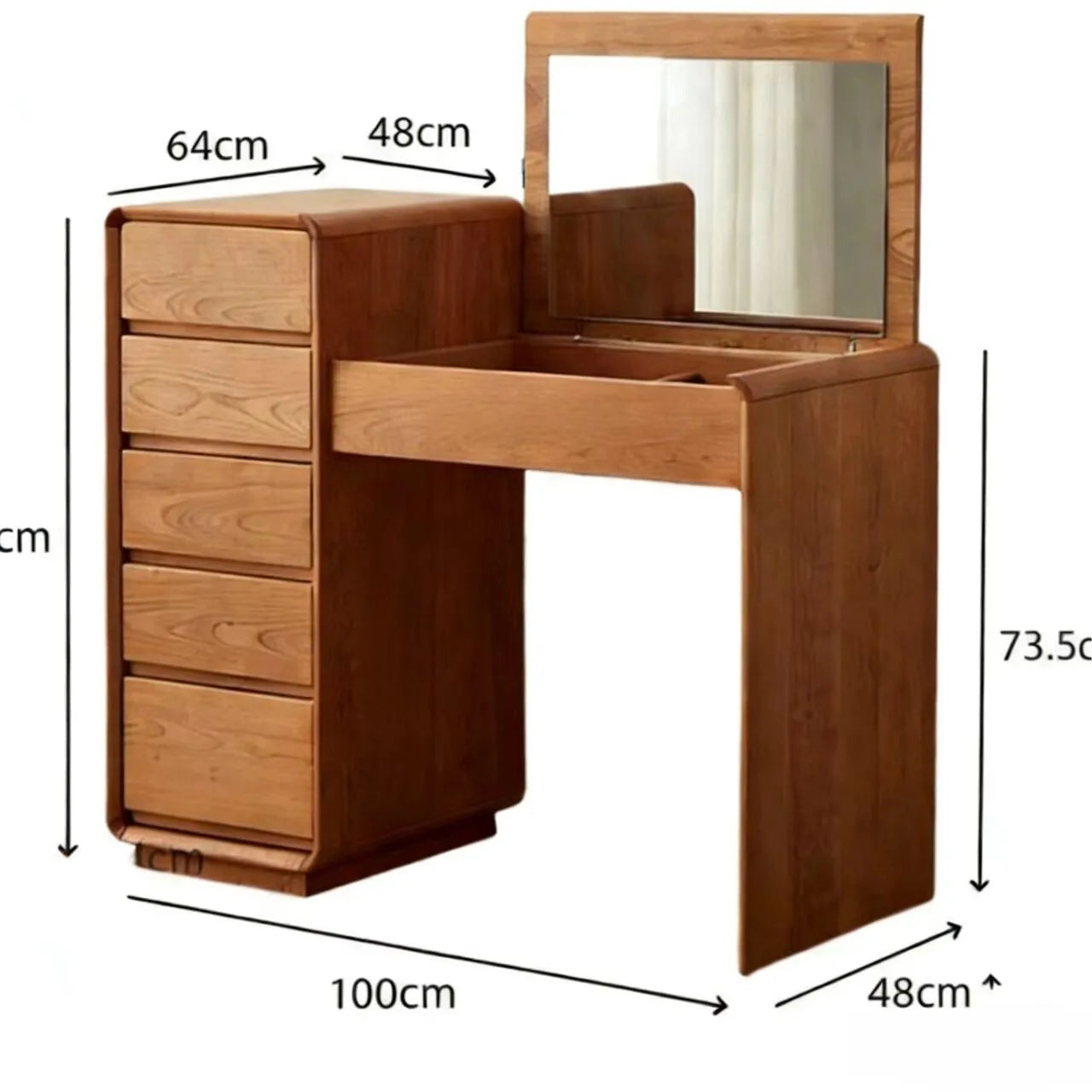 Stool Mirror Wood Vanity Table Storage White Makeup Bedroom Dresser Organizer