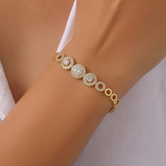 S925 Moissanite Circular Bracelet Daily Wear Fine Jewelry