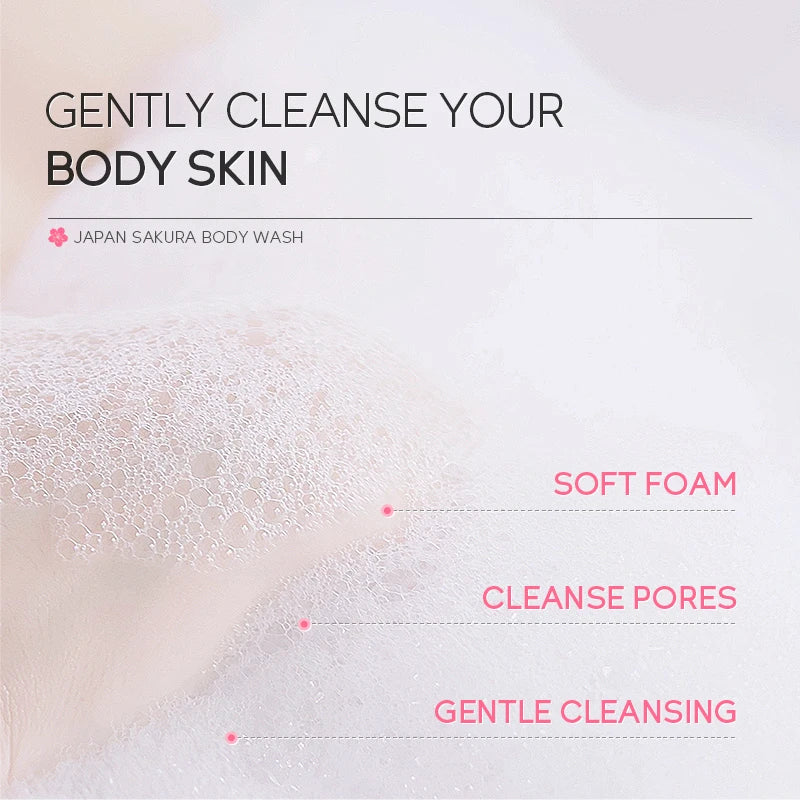 LAIKOU Japan Sakura Body Wash and Shampoo Set for Hair